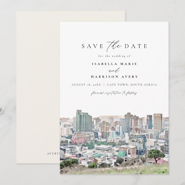 Invitation CAPE TOWN - Ligne aérienne de la côte Économisez l (Devant / Derrière)
