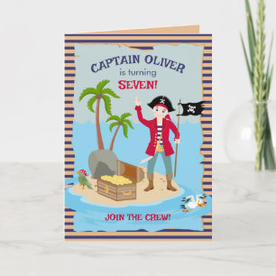 Invitation Capitaine Boy Pirate Bateau fête d'anniversaire