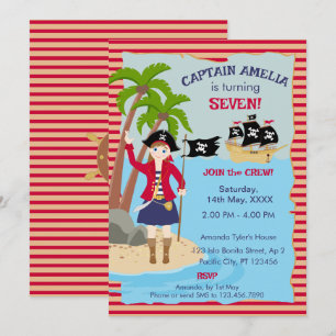 Invitation Capitaine de la fête d'anniversaire du bateau pira