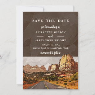 Invitation Capitol Reef NP Utah Désert Aquarelle Mariage