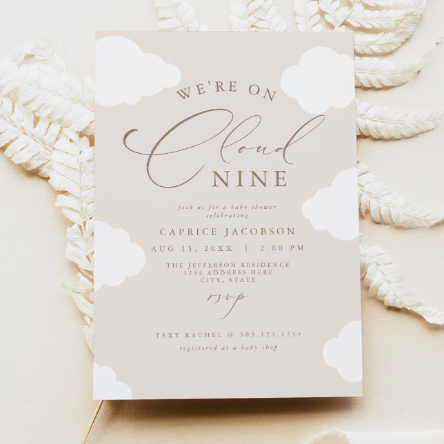 Invitation CAPRICE Crème beige Cloud Neuf Baby shower (Créateur téléchargé)