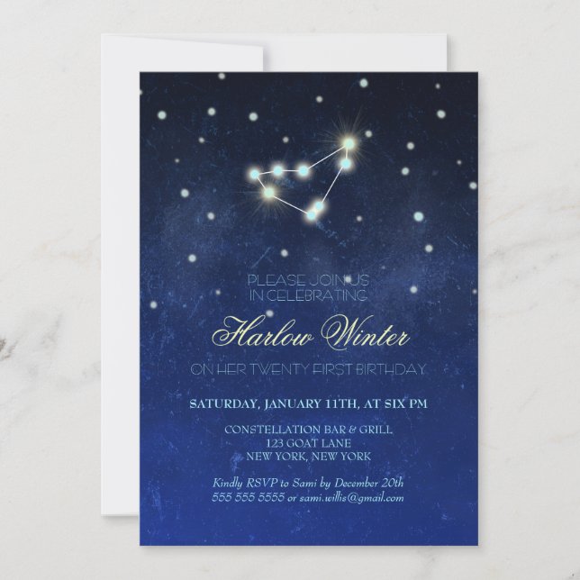 Invitation Capricorn Constellation fête d'anniversaire (Devant)