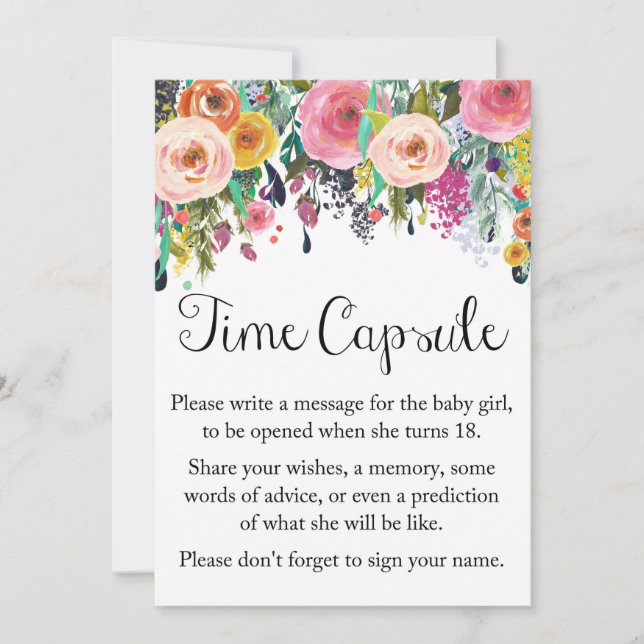 Invitation Capsule Floral Garden Time Pour Fille Signal 5x7"  (Devant)