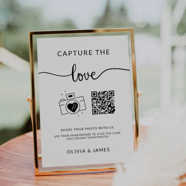 Invitation Capturez le panneau photo Love QR Code Mariage, (Capture the Love QR Code Wedding Photo Sign, Invitation)