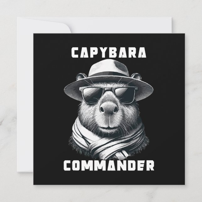 Invitation Capybara avec lunettes de soleil Capy Commandant (Devant)