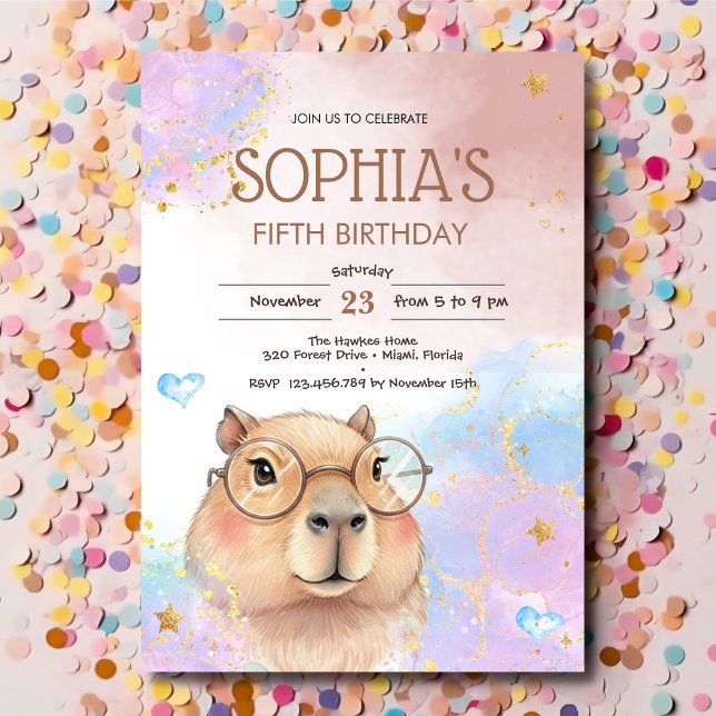 Invitation Capybara kids birthday (Créateur téléchargé)