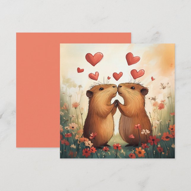 Invitation Capybara Love - Un moment de pré romantique (Devant / Derrière)