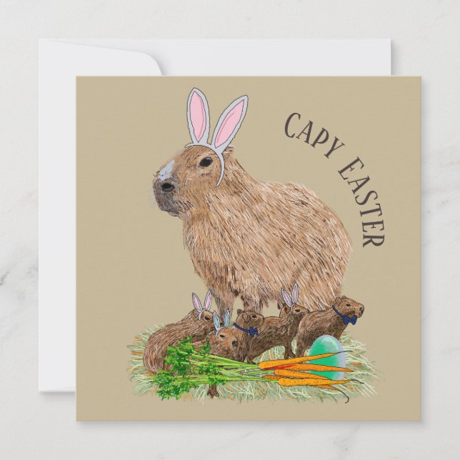 Invitation Capybara Pâques mignonne Lapin Drôle (Devant)