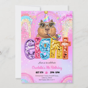 Invitation Capybara Prépa Rose 8ème Anniversaire