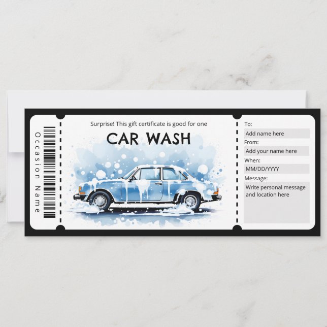 Invitation Car Wash Gift Certificate (Devant)