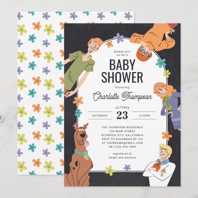 Invitation Caractères Scooby-Doo | BABY SHOWER SUPER (Devant / Derrière)