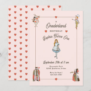 Invitation Caractères vintages Alice dans l'Onederland Annive