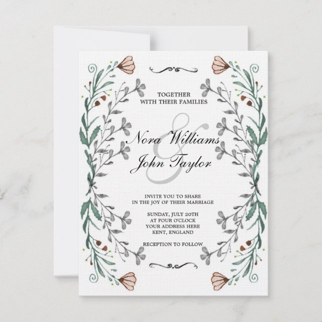 Invitation Card for floral à wedding (Devant)