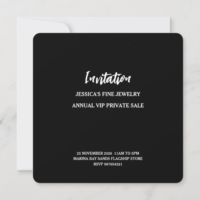 Invitation Card for Private Sale Event (Back)