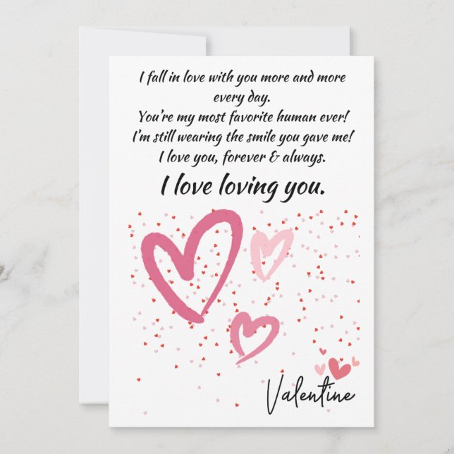 INVITATION CARD LOVE POUR VALENTINE, JE TOMBE AMOUREUX AVEC V (Devant)