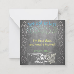 Invitation card to school enrolment on chalkboard