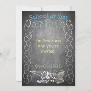 Invitation card to school enrolment on chalkboard
