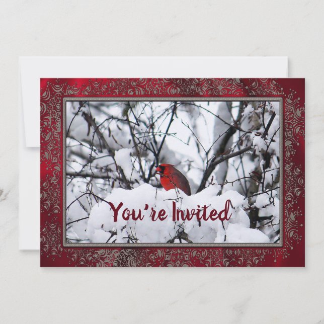 Invitation Cardinal Neige 6216 Cadre Anniversaire (Devant)