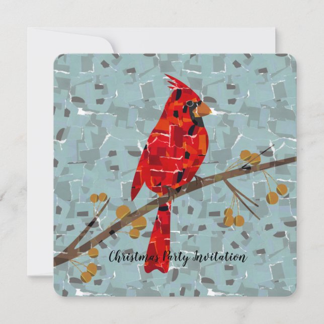 Invitation Cardinal Rouge, l'oiseau de Noël (Devant)
