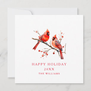Invitation Cardinaux rouges sur une branche de houx