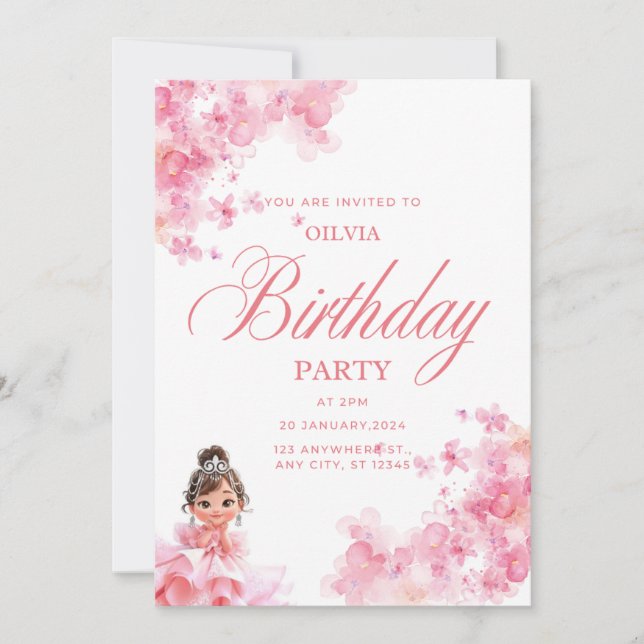 Invitation carfe pour petite princesse  (Devant)