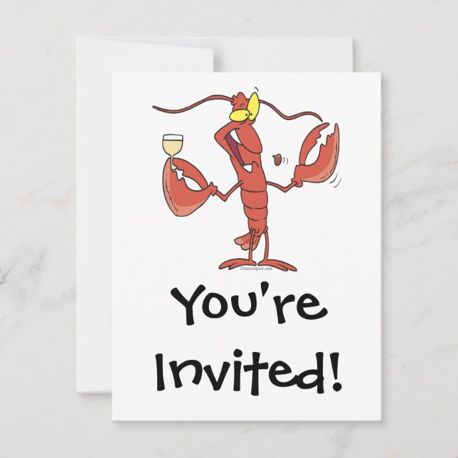 Invitation caricature amusante de homard (Devant)