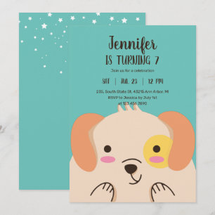 Invitation Caricature Chien mignon Anniversaire de enfant chi