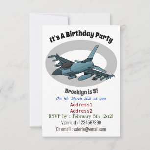 Invitation Caricature d'avion de chasse militaire