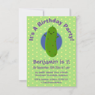 Invitation Caricature de concombre vert mou
