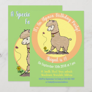 Invitation Caricature de Cute alpaca
