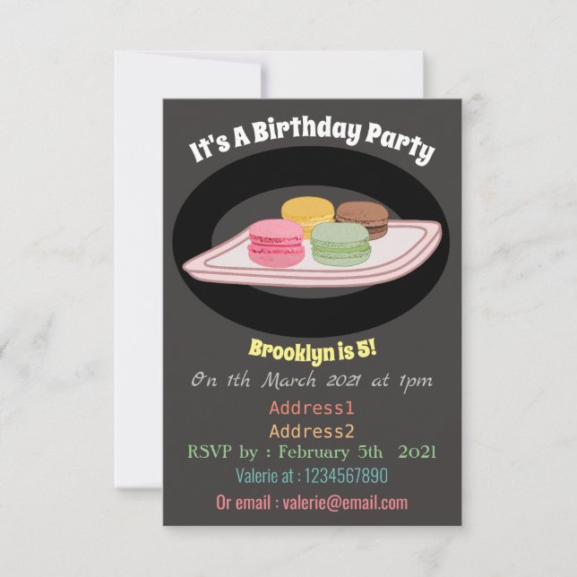 Invitation Caricature de Macaron (Devant)