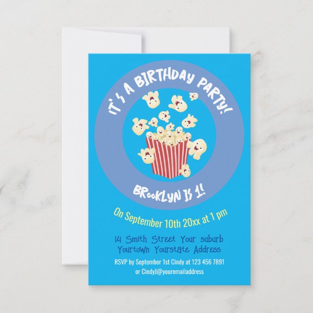 Invitation Caricature de pop-corn drôles (Devant)