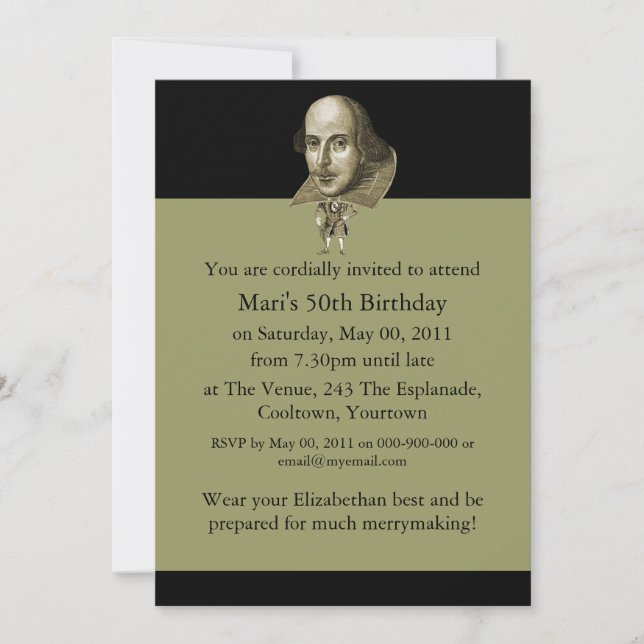 Invitation Caricature de Shakespeare (Devant)
