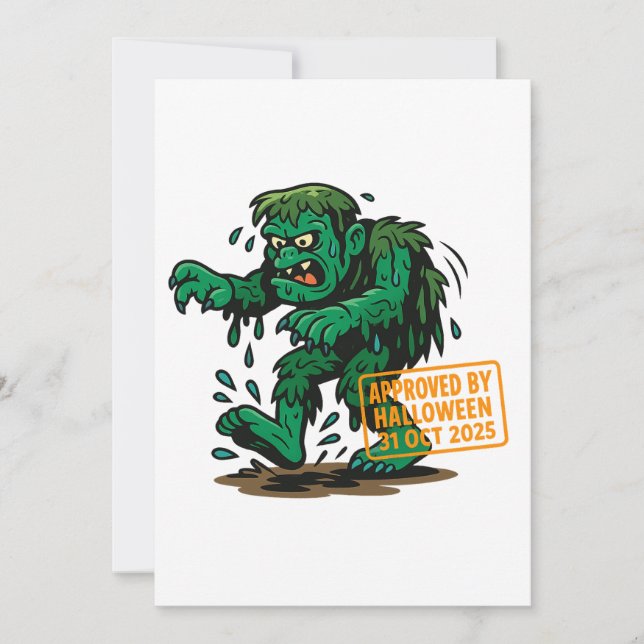 Invitation Caricature du monstre des marais - Approuvée pour  (Devant)