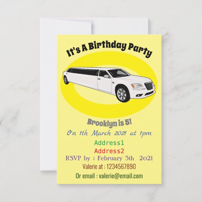 Invitation Caricature limousine (Devant)