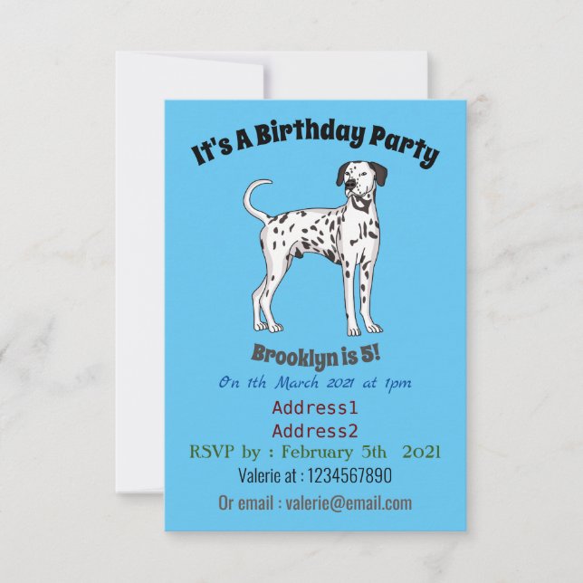 Invitation Caricature pour chien dalmate (Devant)