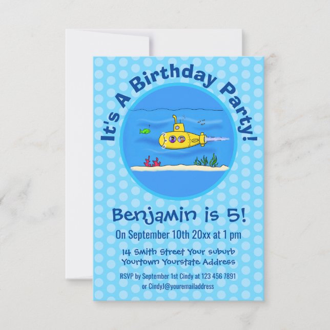Invitation Caricature sous-marine joyeuse (Devant)