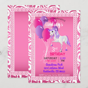 Invitation Caricature Unicorn Anniversaire