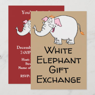 Invitation Caricature White Elephant Exchange
