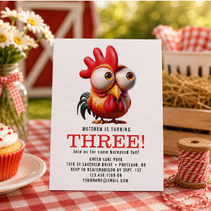 Invitation Caricatures de Coq Mignon pour une Fête d'annivers