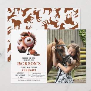 Invitation Caricatures du cheval 1er anniversaire