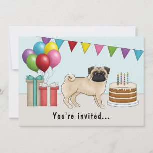 Invitation Carlin Couleur Faun joli dessin Chien Coloré Anniv