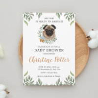 Carlin mignon Chien Chiot Verdure Baby shower garç