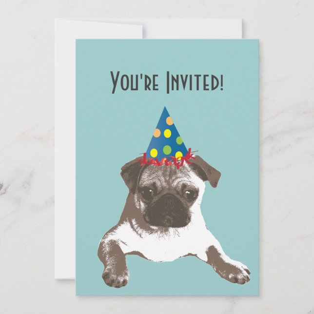 Invitation Carlin simple dans l'invitation de fête (Devant)