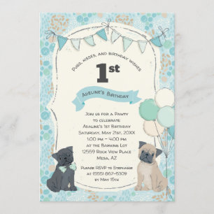 Invitation Carlins et baisers Chien Chien Coquelicot Photo An