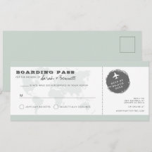 CARMEN Green World Map Boarding Pass RSVP Card