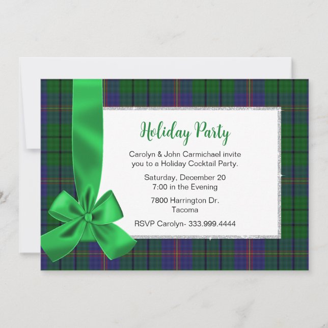 Invitation Carmichael Tartan Plaid Custom Christmas Party (Devant)
