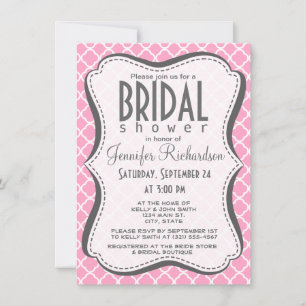 Invitation Carnation Pink Quatrefoil