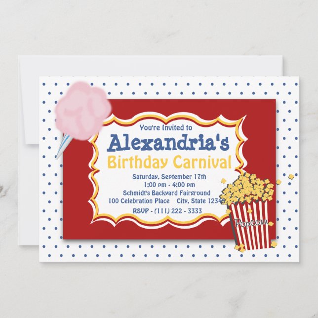 Invitation Carnaval Anniversaire Couleurs primaires (Devant)