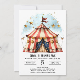 Invitation Carnaval Aquarelle Magique Cirque Anniversaire